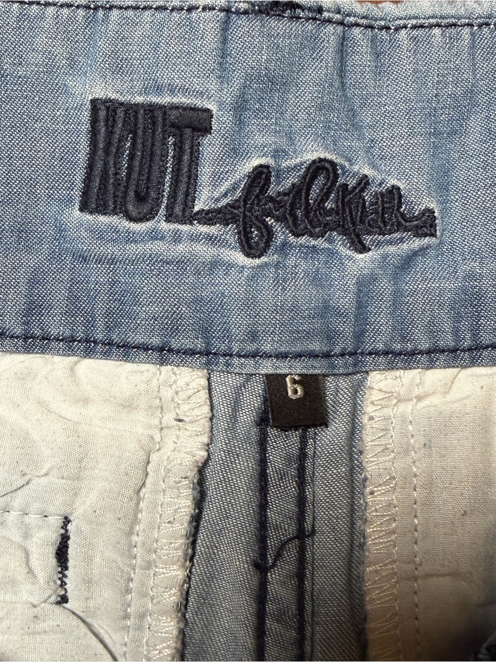 KUT from Kloth Chambray Wide Leg Pants Size 6 Light Wash Drawstring Jeans - Picture 12 of 13